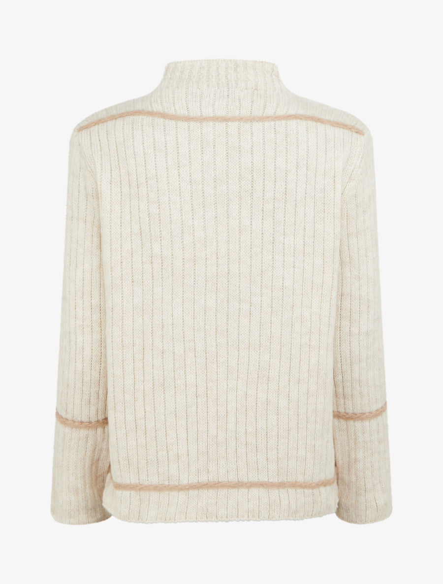 Pull uni à lignes constratantes - Beige - 2