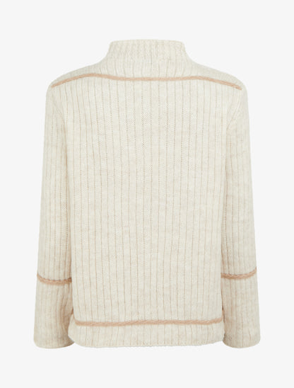 Pull uni à lignes constratantes - Beige - 2