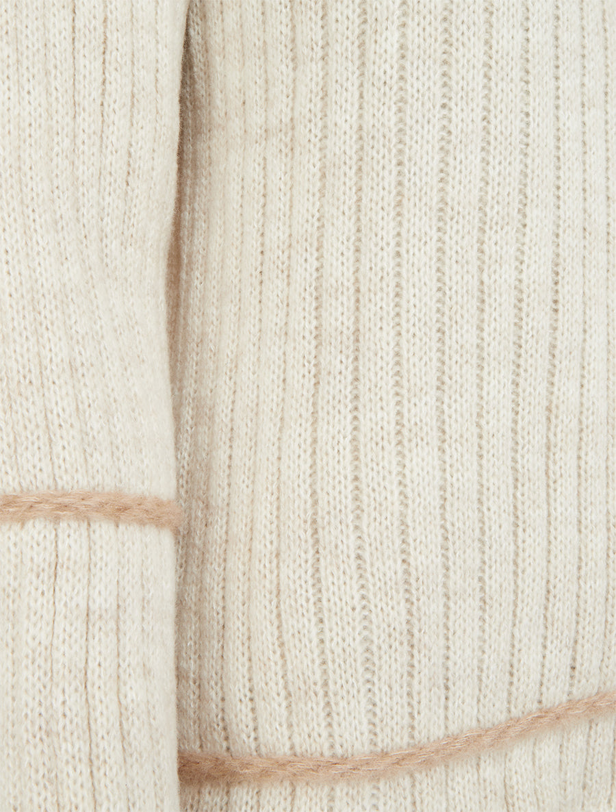 Pull uni à lignes constratantes - Beige - 3