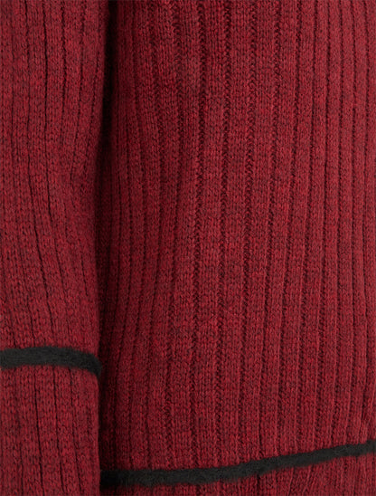 Pull uni à lignes constratantes - Bordeaux - 3