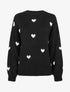 Pull en maille à motifs coeurs - Noir - 1