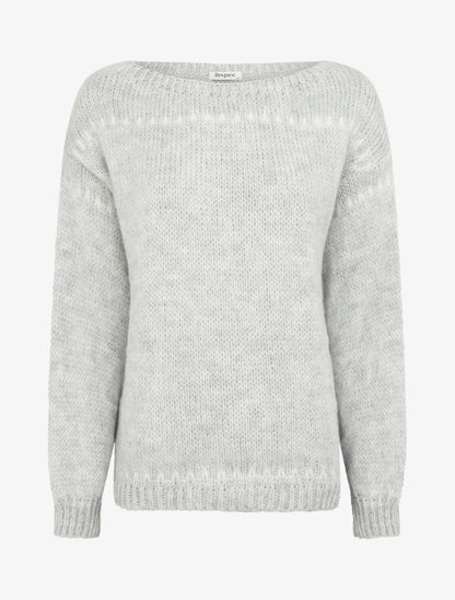 Pull uni duveteux - Gris - 1