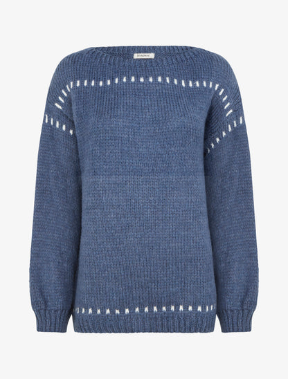 Pull uni duveteux - Bleu - 1