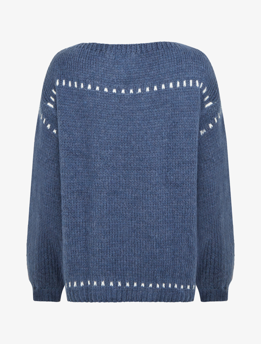 Pull uni duveteux - Bleu - 2