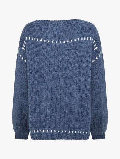 Pull uni duveteux - Bleu - 2