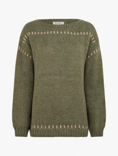 Pull uni duveteux - Kaki - 1