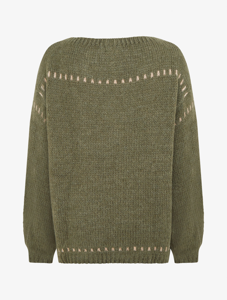 Pull uni duveteux - Kaki - 2