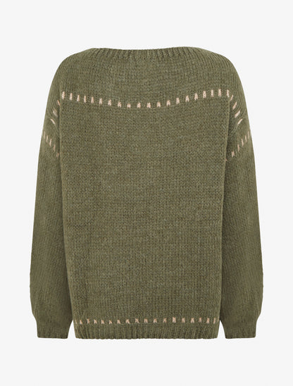 Pull uni duveteux - Kaki - 2