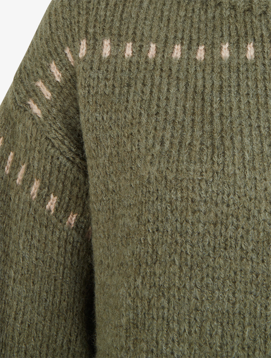 Pull uni duveteux - Kaki - 3