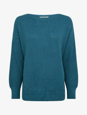 Pull uni à manches chauves-souris - Bleu canard - 1