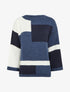 Pull color bloc en maille - Marine - 1