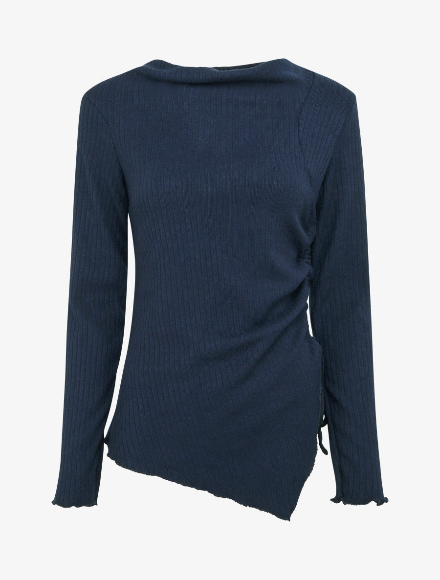 Pull asymétrique et cordons de serrage - Marine - 1