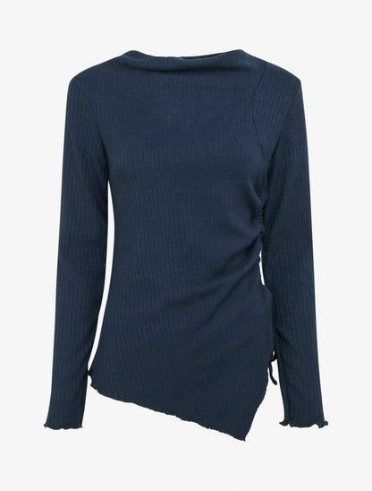 Pull asymétrique et cordons de serrage - Marine - 1