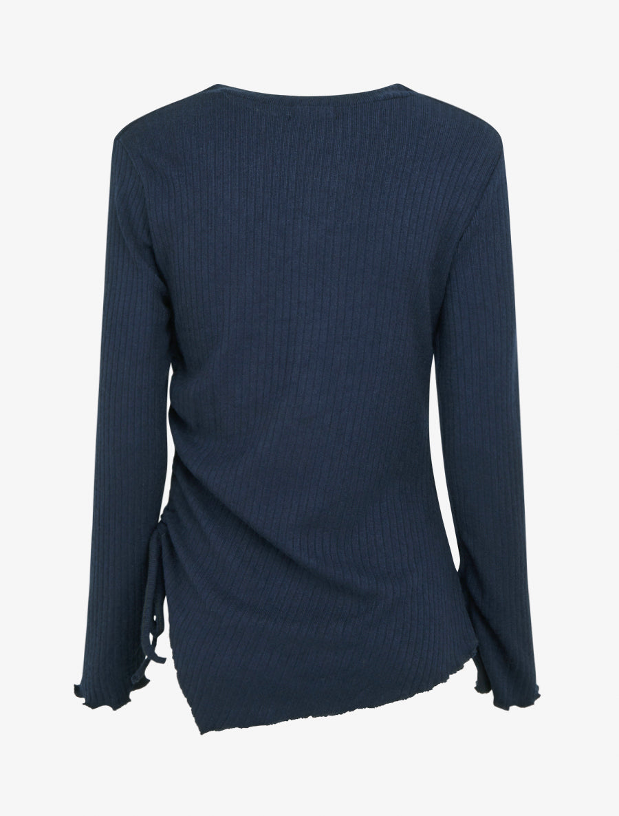Pull asymétrique et cordons de serrage - Marine - 2