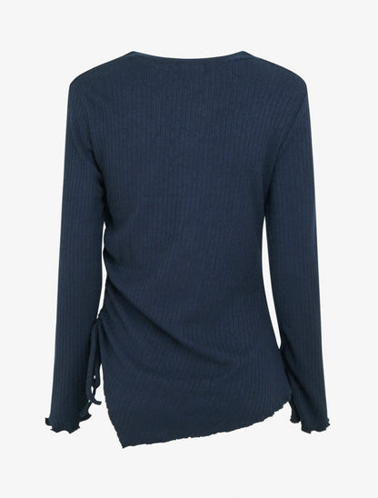 Pull asymétrique et cordons de serrage - Marine - 2