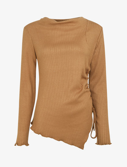 Pull asymétrique et cordons de serrage - Camel - 1