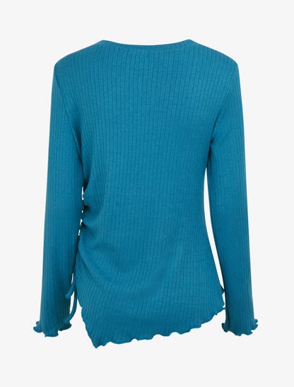 Pull asymétrique et cordons de serrage - Bleu canard - 2