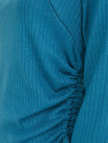 Pull asymétrique et cordons de serrage - Bleu canard - 3