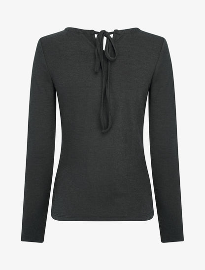 Pull fin uni à empiècement bijoux - Noir - 2