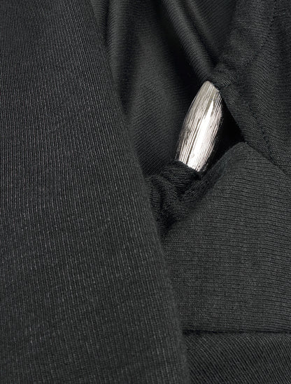 Pull fin uni à empiècement bijoux - Noir - 3
