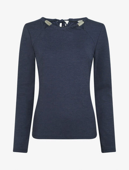 Pull fin uni à empiècement bijoux - Marine - 1