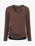 Pull fin ajouré à boutons - Marron - 1