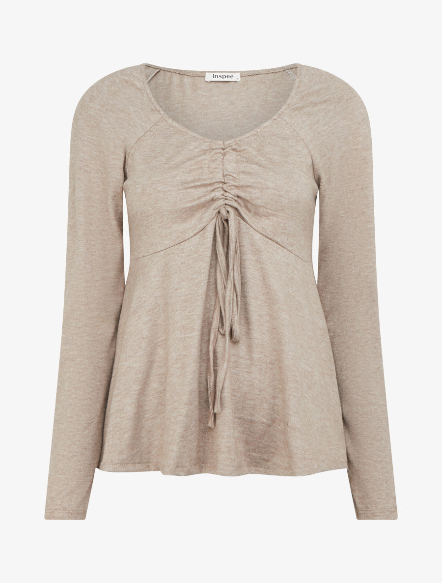 Pull fin à liens de serrage - Taupe - 1