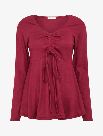 Pull fin à liens de serrage - Lie de vin - 1