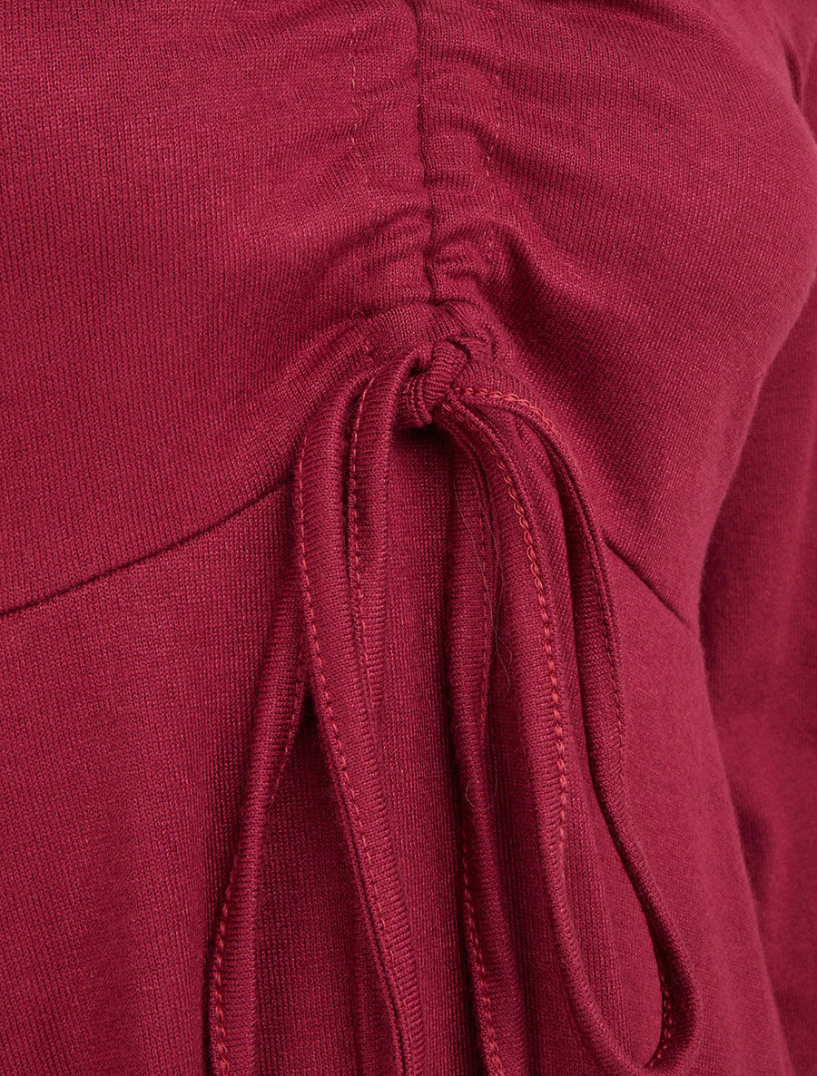 Pull fin à liens de serrage - Lie de vin - 3