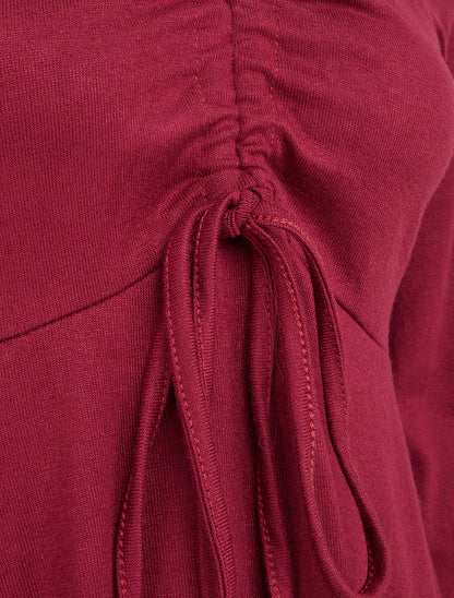 Pull fin à liens de serrage - Lie de vin - 3