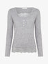 Pull fin à détail dentelle - Gris - 1