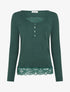 Pull fin à détail dentelle - Vert sapin - 1