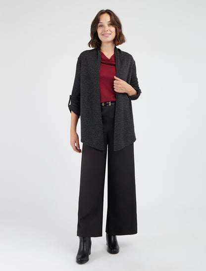 Gilet uni irisé à manches longues retroussables - Noir