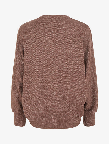 Gilet uni irisé à manches chauves-souris - Marron - 2