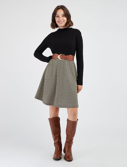 Robe pull col montant chevron irisé - Noir