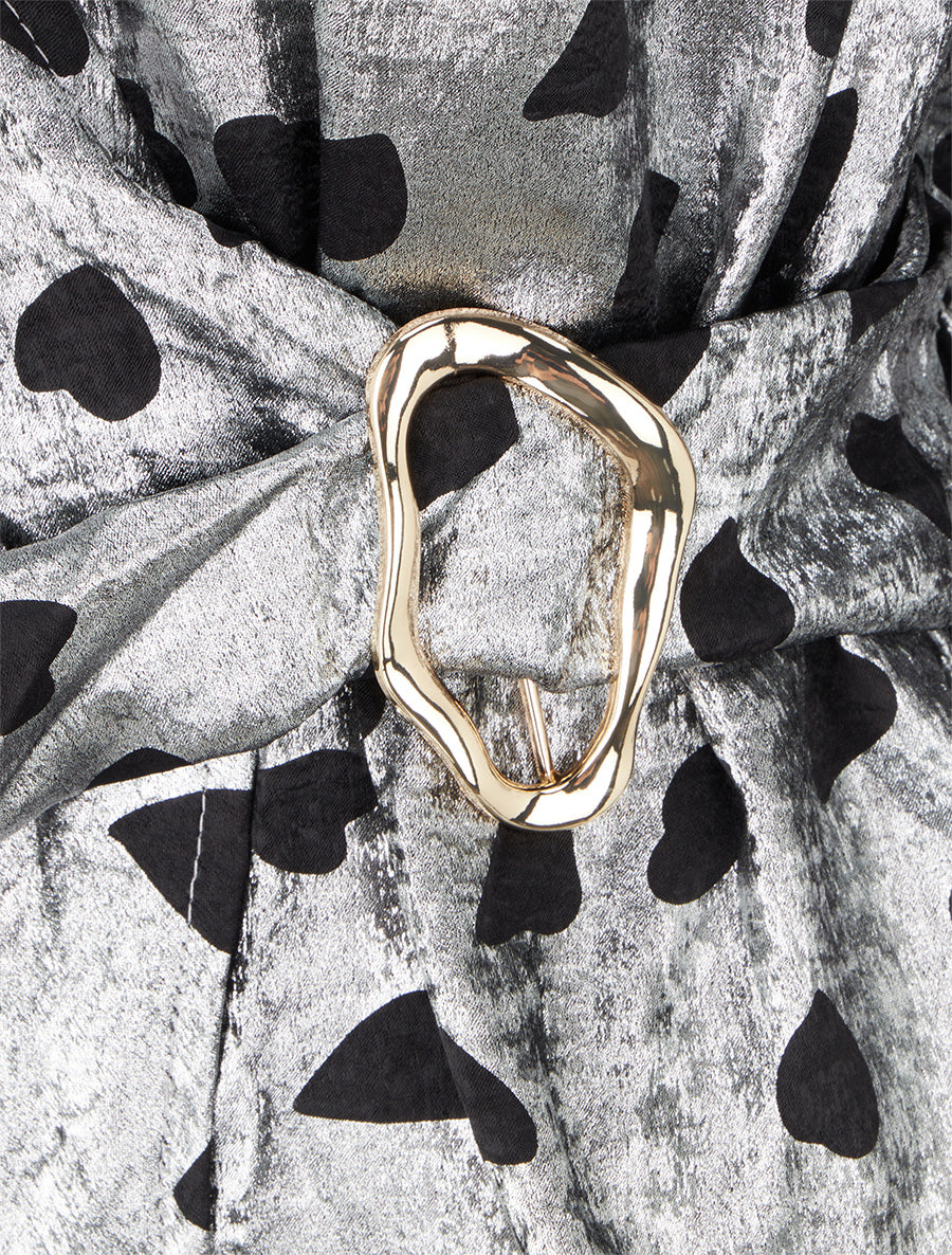 Blouse irisée élastiquée à imprimé coeurs - Argent - 3