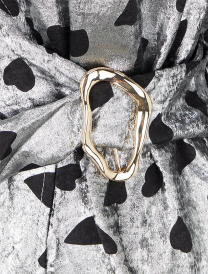 Blouse irisée élastiquée à imprimé coeurs - Argent - 3