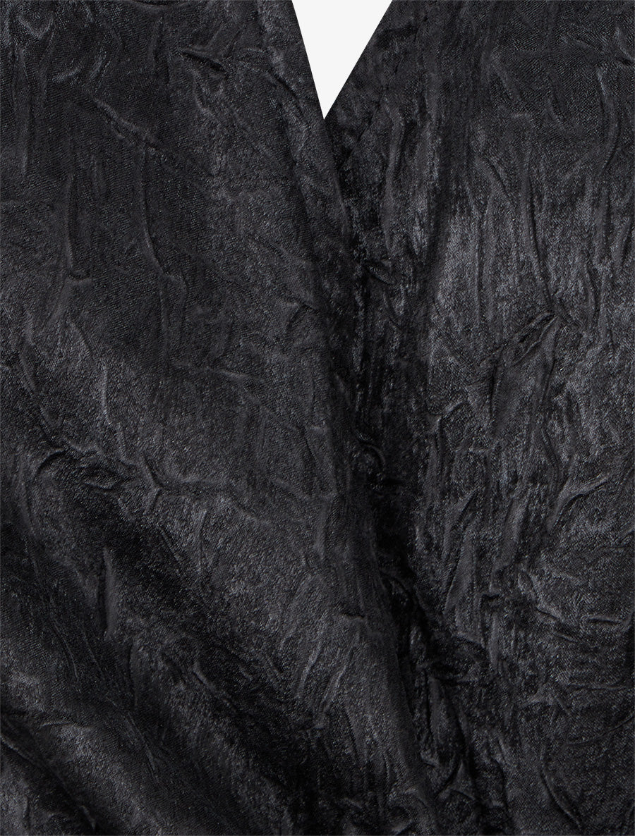 Blouse irisée élastiquée à col cache-coeur - Noir - 3