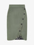 Jupe en suédine à dentelle - Kaki - 1