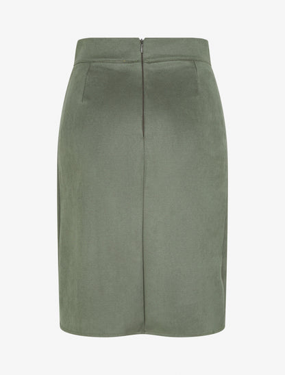 Jupe en suédine à dentelle - Kaki - 2