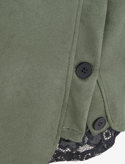 Jupe en suédine à dentelle - Kaki - 3