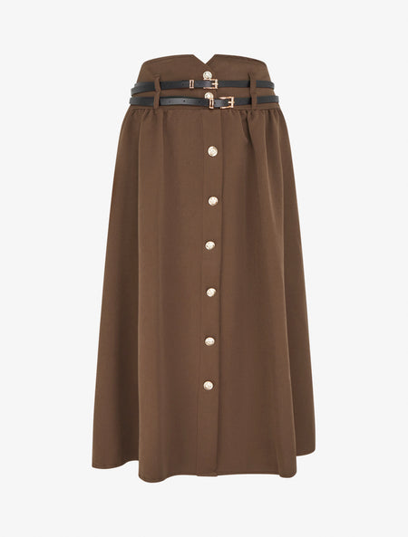 Jupe Plissée Marron Clé Cuivre Taille 7 - 97% Coton 3% élasthanne - Neuf Avec étiquettes