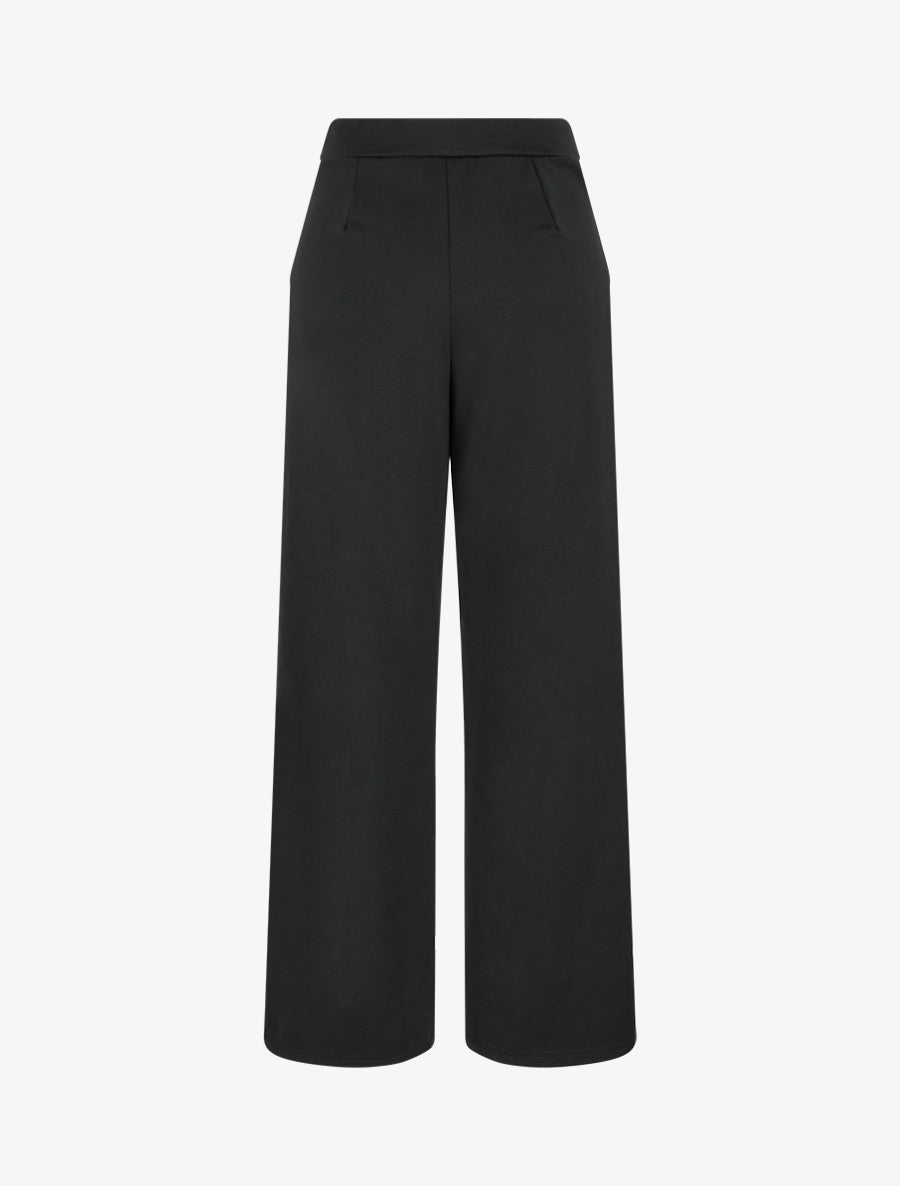 Pantalon fluide taille ornée de boutons - Noir - 2