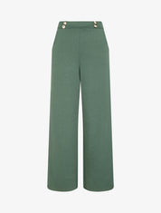 Pantalon fluide taille ornée de boutons - Kaki - 1