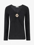 Pull fin uni à empiècement bijou - Noir - 1