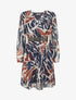 Robe cintrée en voile imprimé abstrait - Marine - 1