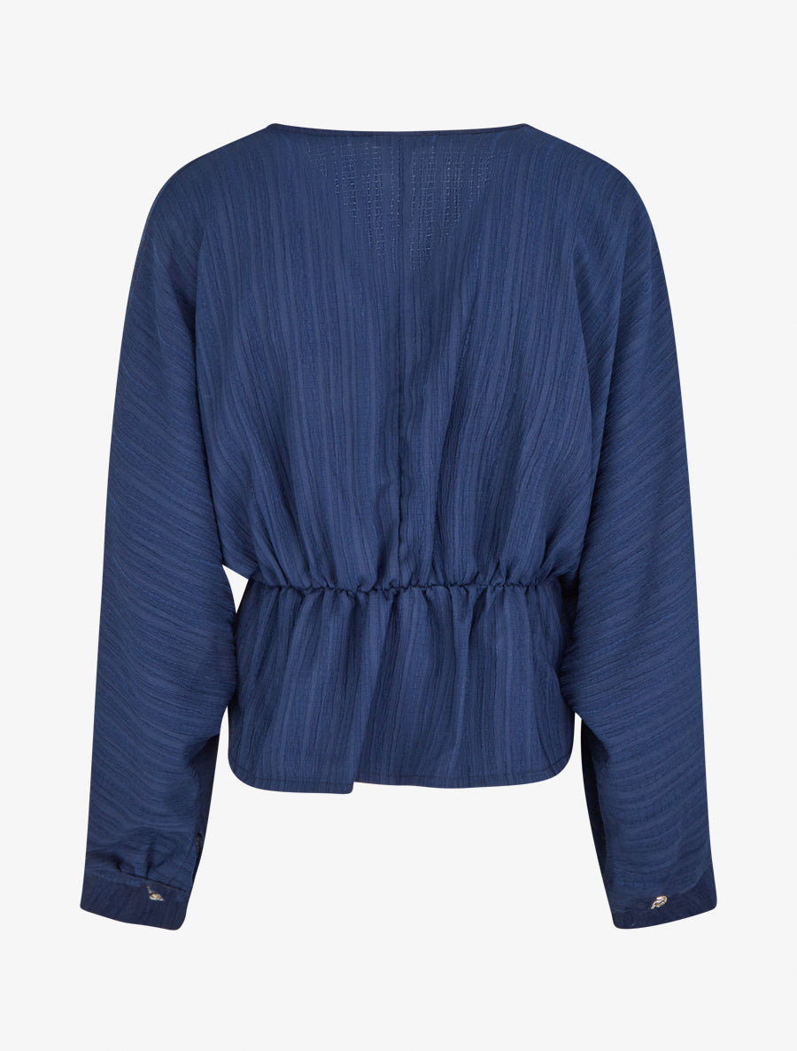 Blouse fluide à boutons décoratifs - Marine - 2