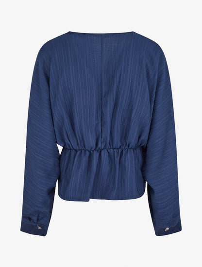 Blouse fluide à boutons décoratifs - Marine - 2