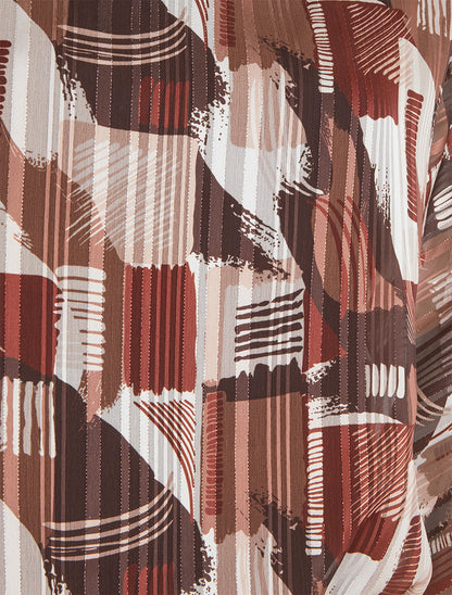 Blouse en voile imprimé fantaisie à détail irisé - Marron - 3