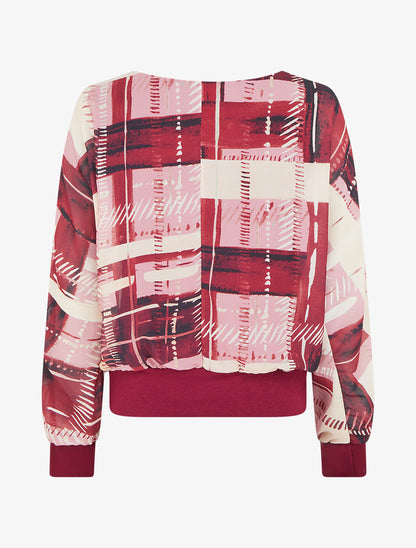 Blouse en voile imprimé abstrait - Lie de vin - 2